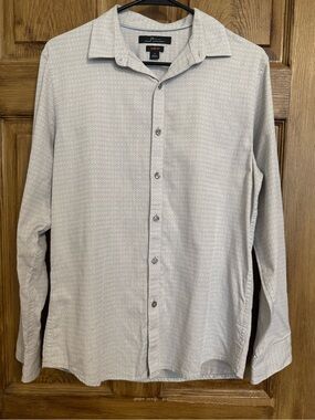 Marc Anthony Men's Light Gray Micro-Pattern Button-Down Shirt